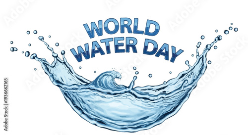 World water day vector graphic illustration with splashing water and bold typography celebrating water conservation and awareness