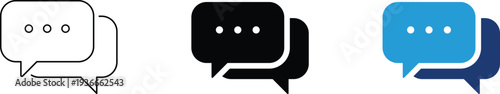 Double speech bubbles icon showing online chat and digital conversation. Communication illustration for social media messaging, customer support dialogue, and collaborative consultation.