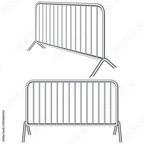metal crowd barrier, steel barricade.
