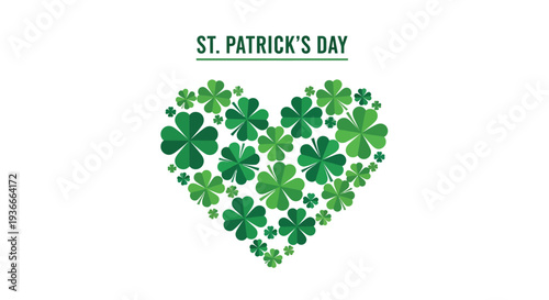 St patricks day greeting card with shamrocks forming heart shape symbolizing luck and love