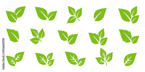 Leaf vector symbol, leaf illustration or leaf emoji in flat style. Spring leaf design, ecological nature theme.