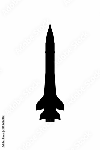 Silhouette of a ballistic missile ready for launch