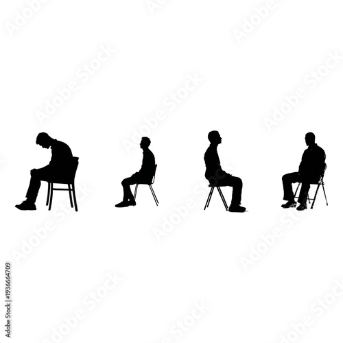 silhouette of person sitting on chair staring blankly with mental fatigue and burnout concept