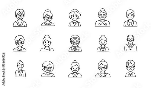 Elderly male characters with common pains flat vector illustration EPS 10