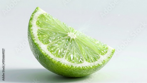 Green lime slice on white surface