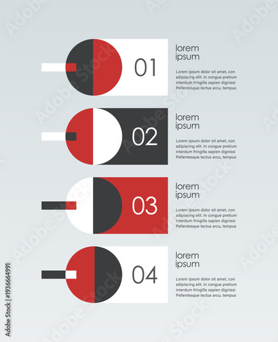 Modern minimalistic vertical infographic template with a four step process