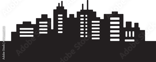 Abstract city skyline silhouette with modern buildings and architectural elements