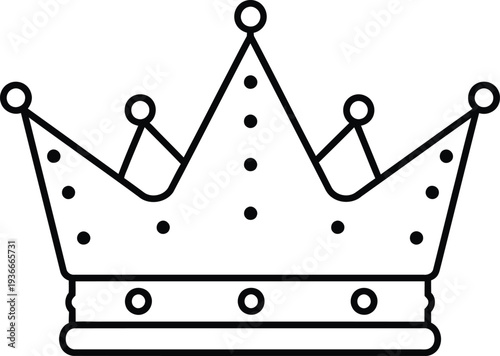 A simple line drawing of a crown with jewels and a base