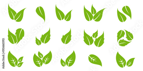 Leaf vector symbol, leaf illustration or leaf emoji in flat style. Spring leaf design, ecological nature theme.