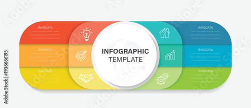 Circle Infographic chart template design with 6 step or option. Can be used for process diagram, annual report, business presentation. 