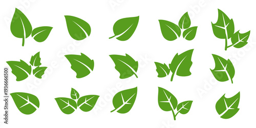 Leaf vector symbol, leaf illustration or leaf emoji in flat style. Spring leaf design, ecological nature theme.