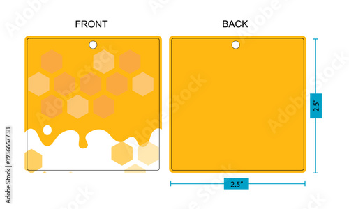 Square Honeycomb and Dripping Honey Tag Mockup