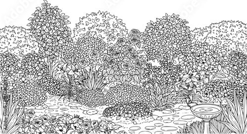 flowering bushes in a lush garden arrangement