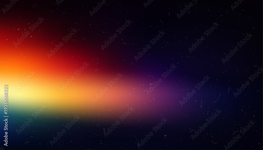Fototapeta premium Film Light Gradient Overlay Background with Rainbow Light Beam and Vintage Dust Grain
