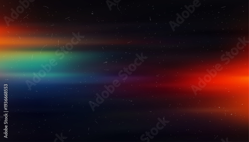 Rainbow prism film light streaks overlay on dark cinematic background with dust grain