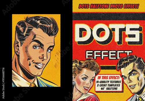 Dotted Print Poster Photo Effect Mockup