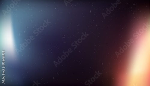 Cool blue and warm film light leak gradient background with analog dust texture