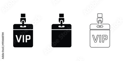 VIP badge id card with lanyard symbol set, Premium event access pass vector collection