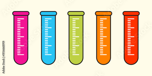 Illustration of a laboratory measuring cylinder, designed in a flat style. Simple design of a laboratory measuring cylinder. Science icon.	