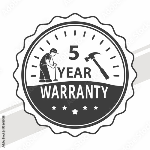 5 year warranty stamp with the text