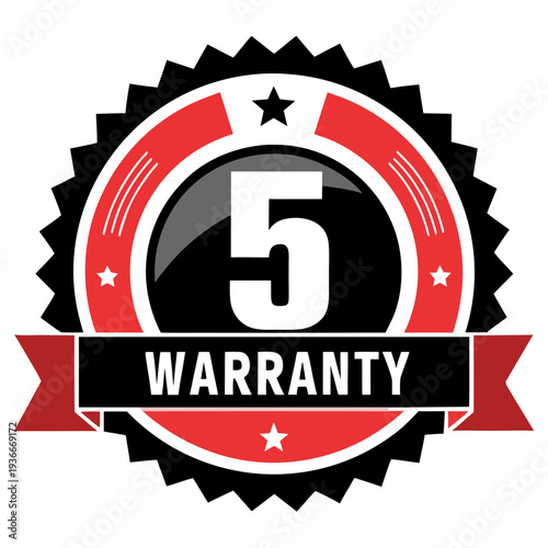 5 year warranty stamp with the text