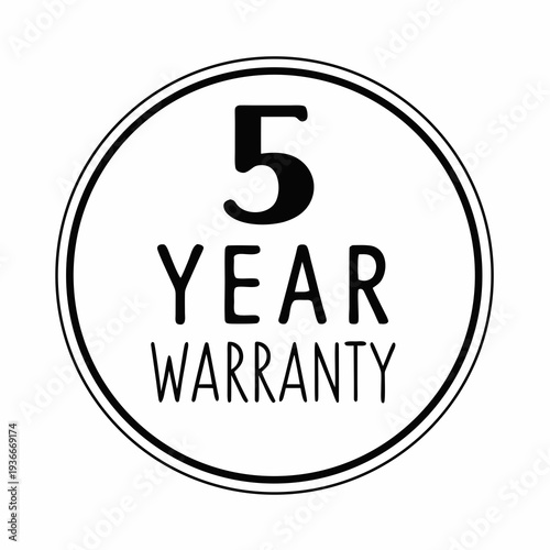5 year warranty stamp with the text