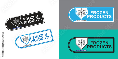 Frozen Products Label and Sticker Collection with Snowflake Icon for Food Packaging Freezer Storage and Cold Chain Branding