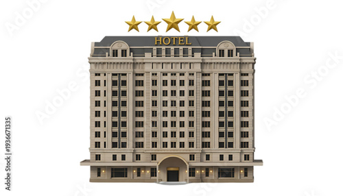 Luxurious five star hotel building with elegant architecture and modern amenities available