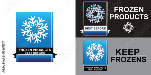 Keep Frozen Snowflake Label and Icon Set for Food Packaging Freezer Storage Sticker and Cold Chain Product Labeling