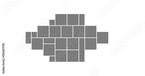 Digital photo moodboard with an image montage and abstract pattern. Modern collage layout for a website or social post. Creative fusion with mosaic shapes and a template perspective.