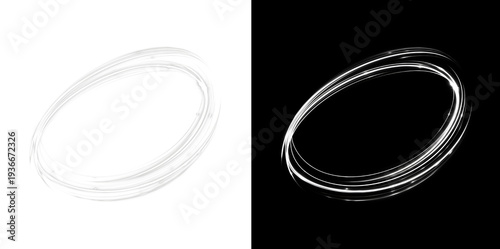 Canvas Print White circular wind swirl ring / frame effect, abstract vortex circle