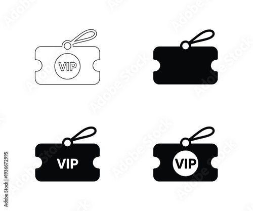 VIP tickets icon with different designs on white background