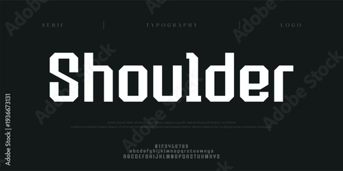 Shoulder, Creative digital abstract modern urban alphabet fonts. Typography sport, simple, technology, fashion, digital, future creative logo font. vector illustration
