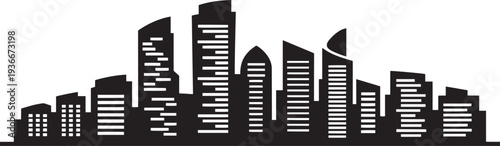 Dynamic city silhouette vector illustration cityscape background black building skyline architecture