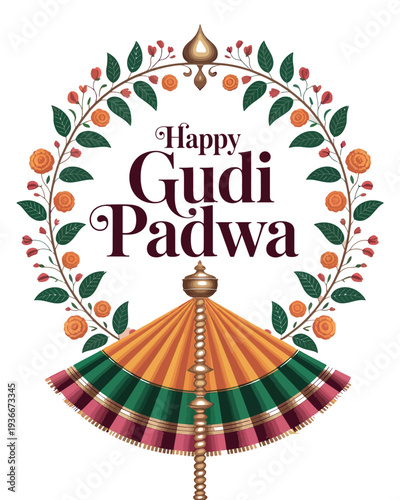 Wallpaper Mural Happy Gudi Padwa Festival Greeting with Traditional Gudi Torontodigital.ca