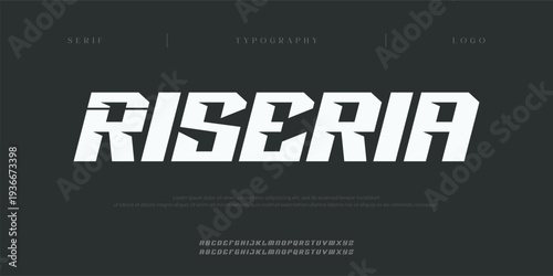 Riseria, Creative digital abstract scifi modern alphabet fonts. Science fiction typography sport, technology, fashion, digital, future creative logo font. vector illustration
