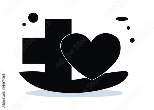 healthcare support hand heart medical care protection vector icon