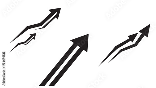 Upward Arrows Indicating Accelerated Business Growth, Financial Momentum And Market Expansion Vector Illustration