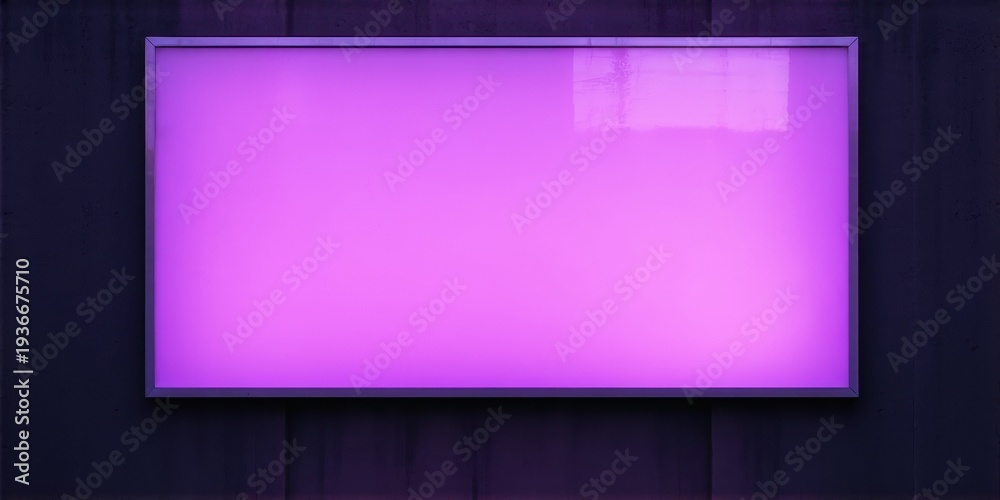 Fototapeta premium Rectangular light panel glows brightly against dark textured wall. Minimalist design creates dramatic visual impact. Simple, modern aesthetic.