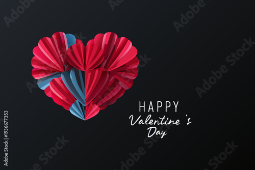 A three dimensional paper heart with happy valentine s day text