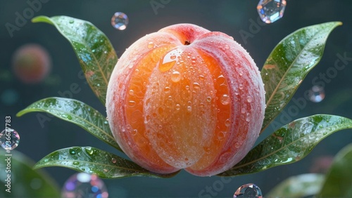 Freshly plucked orange with dew drops