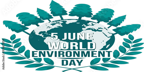 World Environment Day poster with Earth, trees, and green eco theme