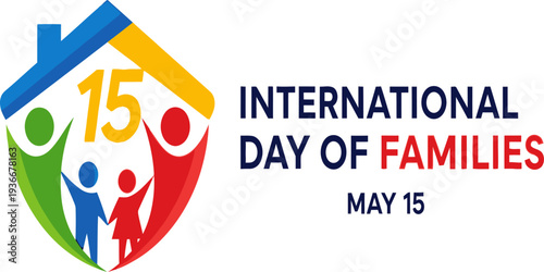 International Day of Families poster with colorful figures and house symbol