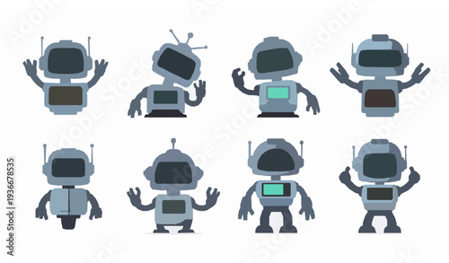 Cartoon Sci Fi Robot Character Pack Cute Technology Mascots