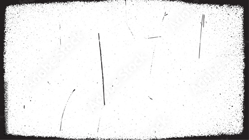 Vintage film frame vector with grunge borders and central scratched texture on transparent background for cinematic photographic overlays and antique motion picture aesthetic presentations