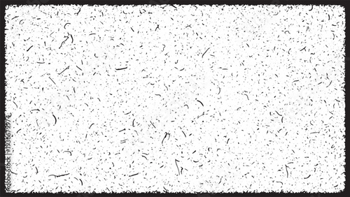 Abstract grunge frame with scattered speckles and small lines, creating a distressed border effect on transparent background, ideal for photos or text