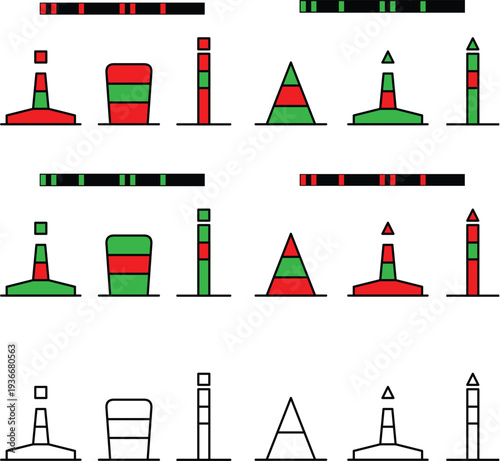 IALA Maritime Buoyage System: Preferred Channel Marks for Region A and Region B.