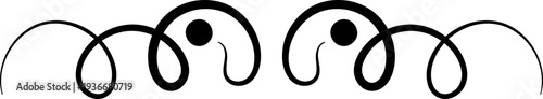 Swirl line divider, Curly decorative doodle, fancy ornament border