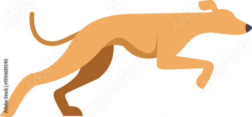 Greyhound dog jumping expressing speed with a minimalist flat design