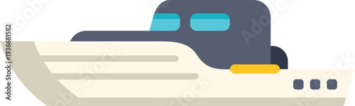 White and dark gray modern yacht on an isolated white background